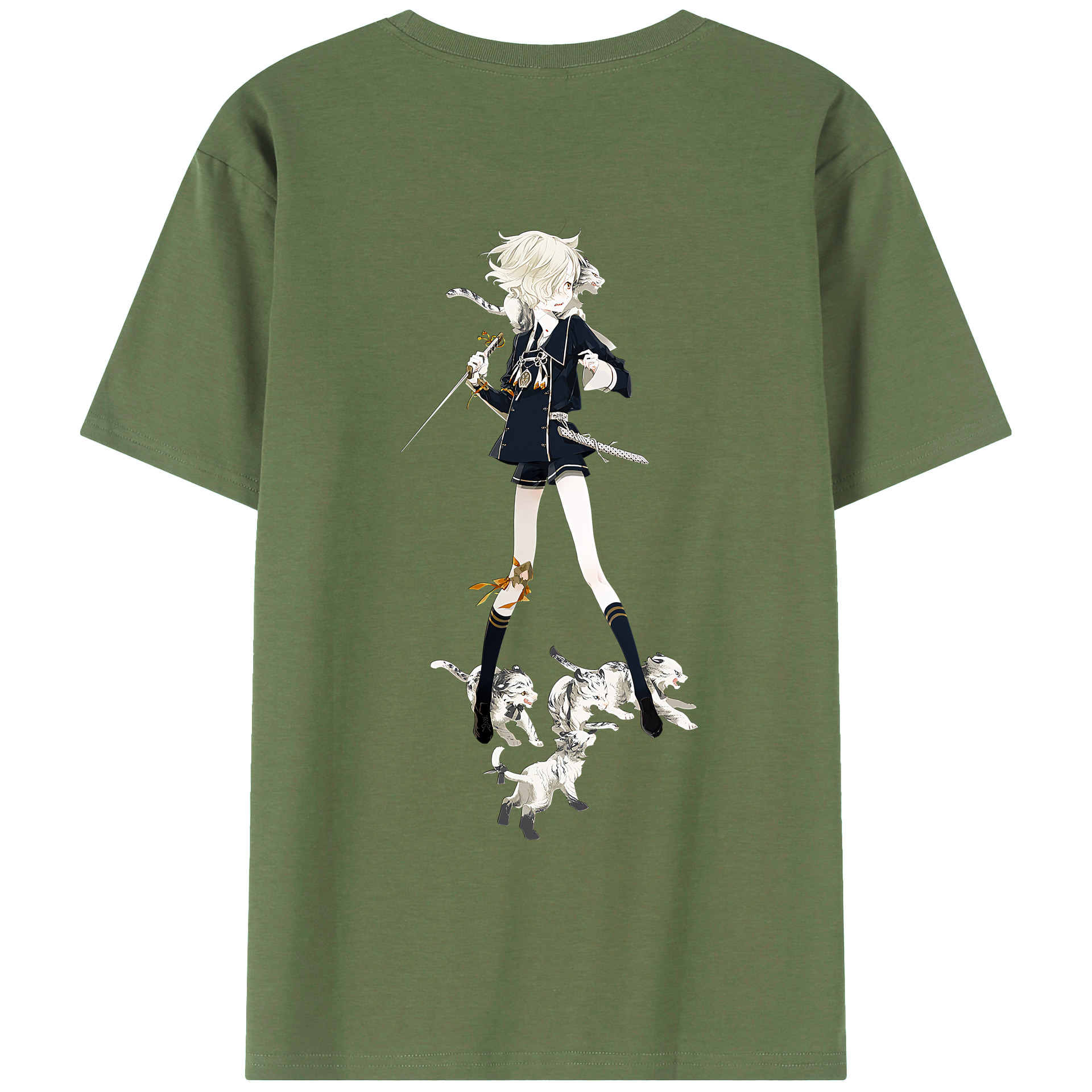 （画像用） 刀剣乱舞 Touken Ranbu 綿100％ メンズ半袖Tシャツ（バックプリント） 通気性